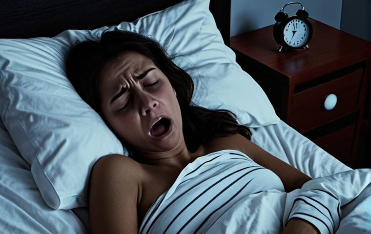 **
Prompt: A frustrated woman lying awake in bed, eyes wide open, while her partner sleeps soundly next to her, snoring loudly. Emphasize the contrast in their expressions and the darkness of the bedroom, lit only by the glow of a digital clock showing 3:00 AM. Subtle visual cues suggesting exhaustion and annoyance from the woman. Style: Realistic, slightly desaturated colors.
**